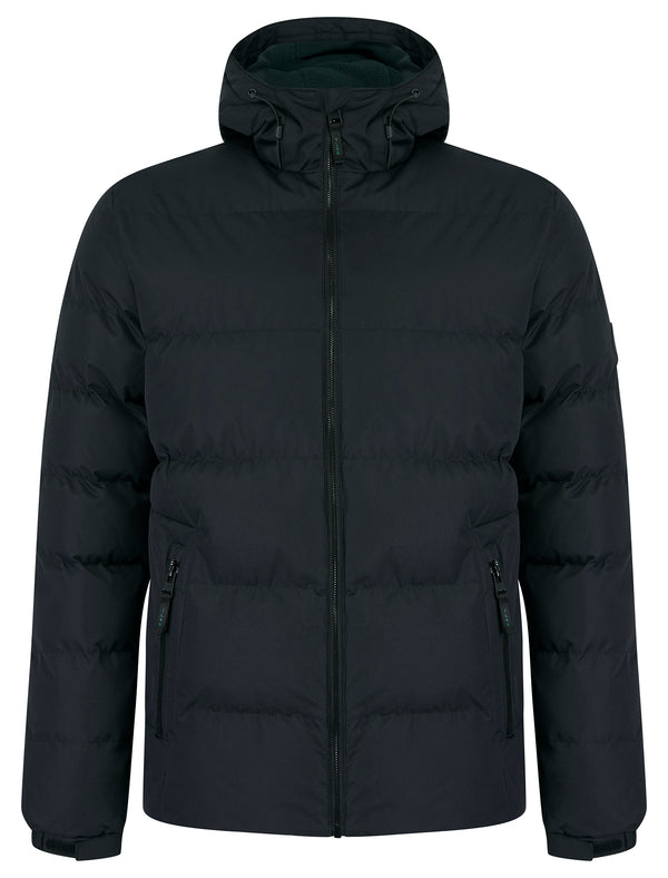 Takato Micro-Fleece Lined Quilted Puffer Jacket with Hood in Jet Black - Tokyo Laundry