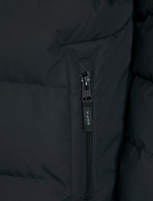 Takato Micro-Fleece Lined Quilted Puffer Jacket with Hood in Jet Black - Tokyo Laundry