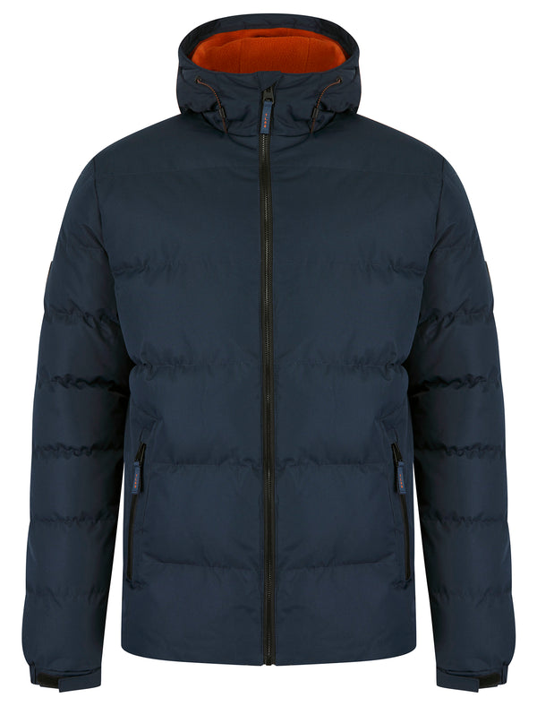 Takato Micro-Fleece Lined Quilted Puffer Jacket with Hood in Sky Captain Navy - Tokyo Laundry