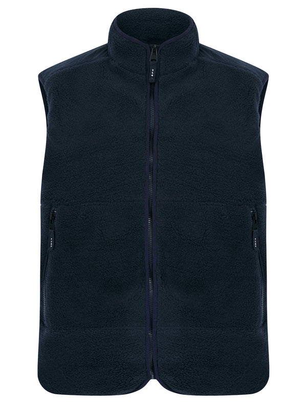 Calixto Teddy Borg Fleece Gilet Body Warmer in Sky Captain Navy - Tokyo Laundry