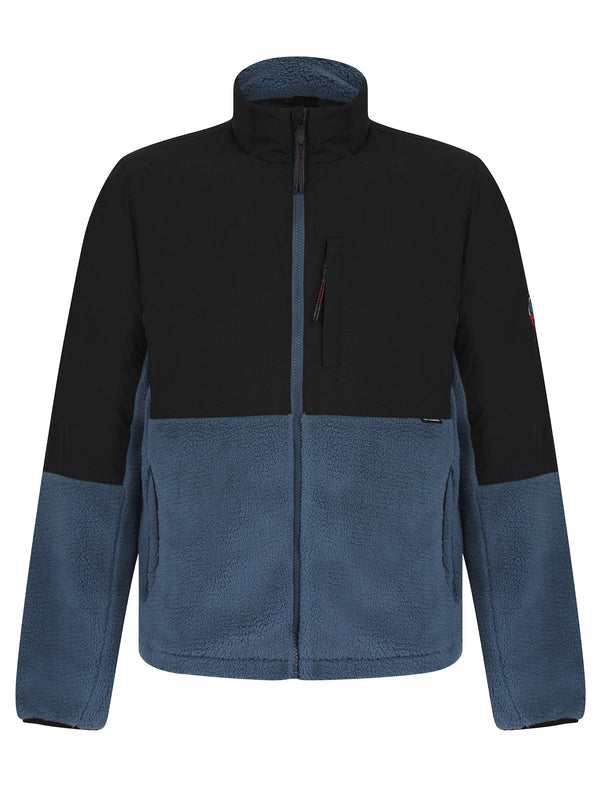 Dancho Teddy Borg Fleece Funnel Neck Jacket Top in Airforce - Tokyo Laundry