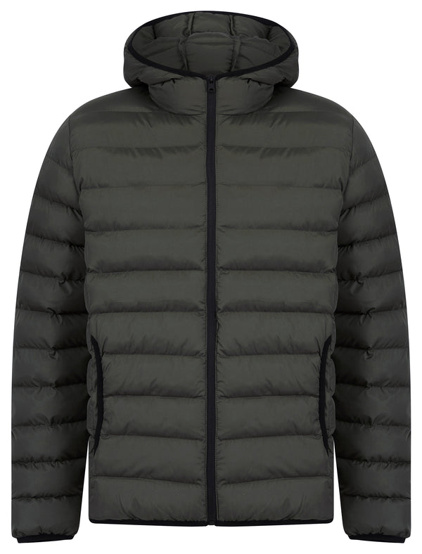 Tayten Quilted Puffer Jacket with Hood in Khaki - Tokyo Laundry