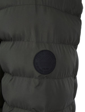 Tayten Quilted Puffer Jacket with Hood in Khaki - Tokyo Laundry