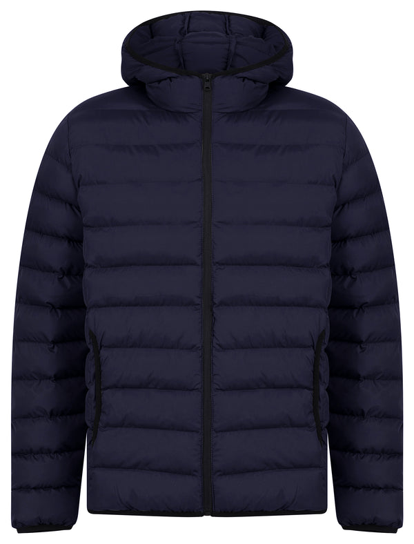 Tayten Quilted Puffer Jacket with Hood in Sky Captain Navy - Tokyo Laundry