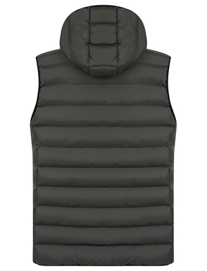 Tamaki Quilted Puffer Gilet with Hood in Khaki Tokyo Laundry