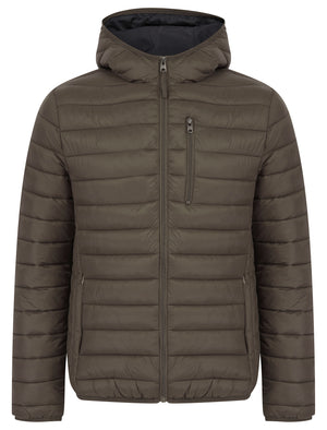 Vizzini Quilted Puffer Jacket with Hood in Khaki - Tokyo Laundry