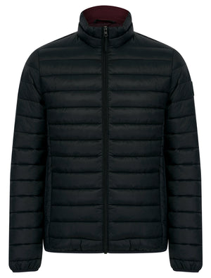 Inigo Funnel Neck Quilted Puffer Jacket in Jet Black / Burgundy - Tokyo Laundry