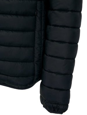 Inigo Funnel Neck Quilted Puffer Jacket in Jet Black / Burgundy - Tokyo Laundry