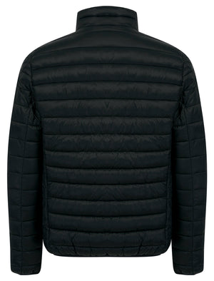 Inigo Funnel Neck Quilted Puffer Jacket in Jet Black / Burgundy - Tokyo Laundry