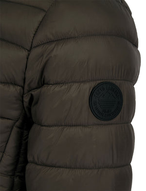 Inigo Funnel Neck Quilted Puffer Jacket in Khaki - Tokyo Laundry