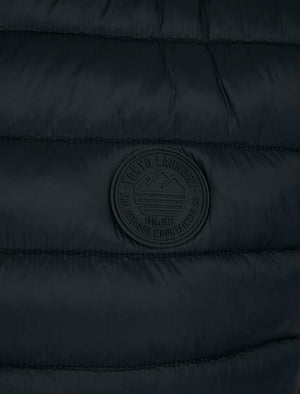 Mentari Quilted Puffer Gilet with Fleece Lined Collar in Jet Black / Burgundy - Tokyo Laundry