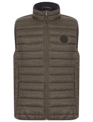 Yellin 2 Quilted Puffer Gilet with Fleece Lined Collar in Khaki - Tokyo Laundry