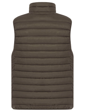 Yellin 2 Quilted Puffer Gilet with Fleece Lined Collar in Khaki - Tokyo Laundry