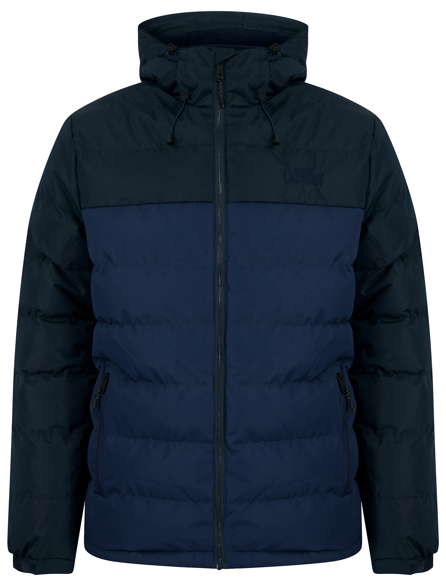 Tassilo Micro Fleece Lined Quilted Puffer Jacket with Hood in Sky Capt Tokyo Laundry