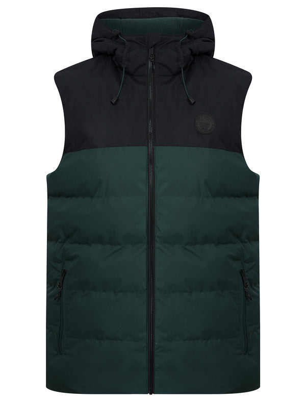 Tarlo Micro-Fleece Lined Hooded Quilted Puffer Gilet in Jet Black - Tokyo Laundry