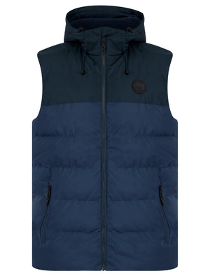 Tarlo Micro-Fleece Lined Hooded Quilted Puffer Gilet in Sky Captain Navy - Tokyo Laundry