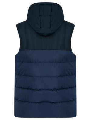 Tarlo Micro-Fleece Lined Hooded Quilted Puffer Gilet in Sky Captain Navy - Tokyo Laundry