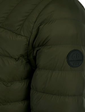 Eastwood Funnel Neck Quilted Puffer Jacket with Fleece Lined Collar in Khaki - Tokyo Laundry