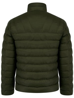 Eastwood Funnel Neck Quilted Puffer Jacket with Fleece Lined Collar in Khaki - Tokyo Laundry