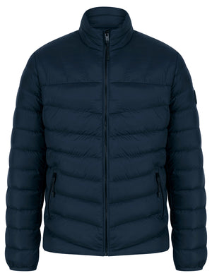 Eastwood Funnel Neck Quilted Puffer Jacket with Fleece Lined Collar in Sky Captain Navy - Tokyo Laundry