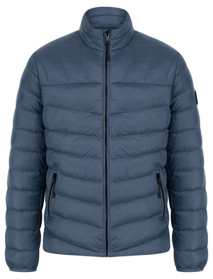 Eastwood Funnel Neck Quilted Puffer Jacket with Fleece Lined Collar in Slate Blue - Tokyo Laundry