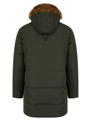 Darryl Padded Parka Coat with Faux Fur Trim Hood in Khaki - Tokyo Laundry