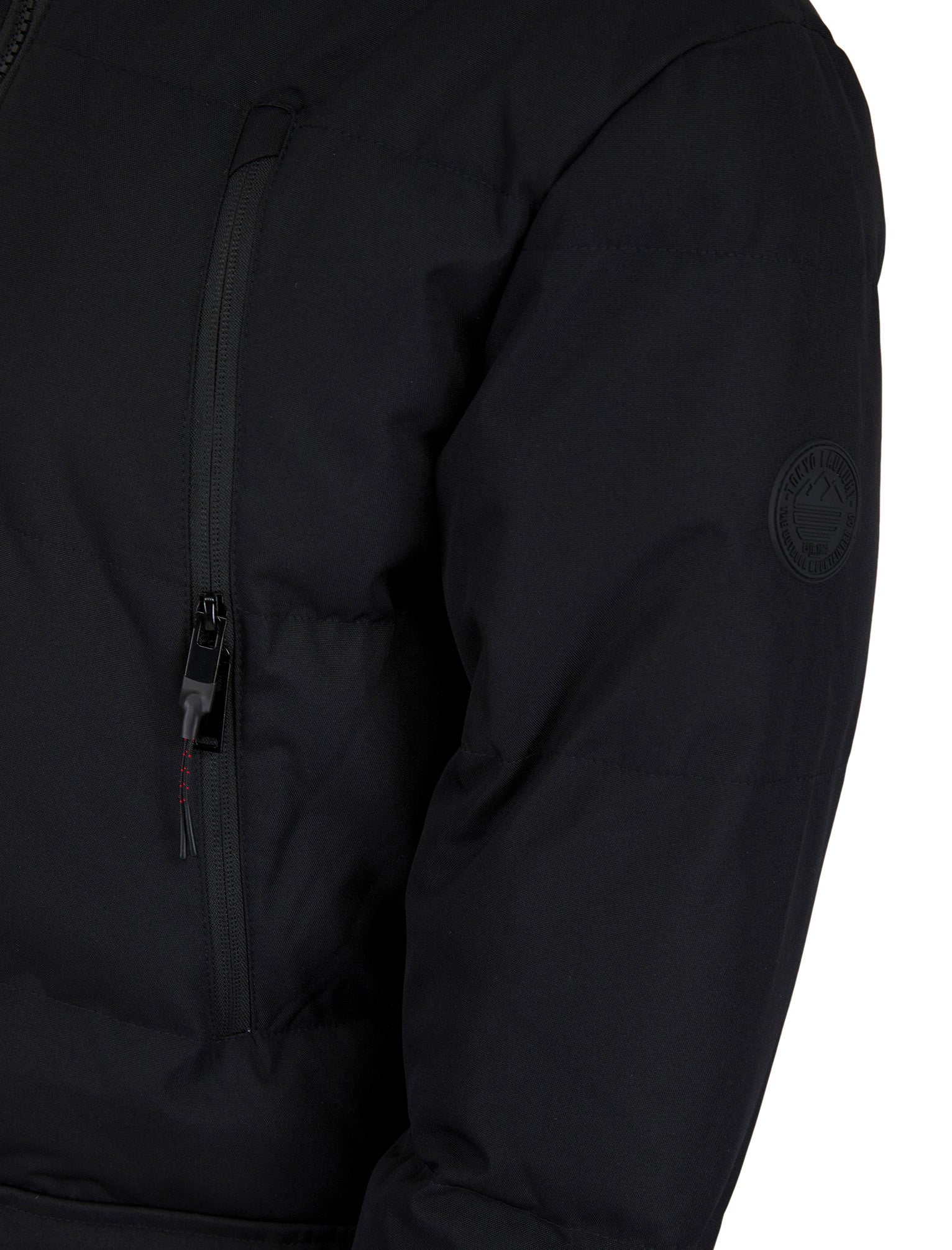 Darryl Padded Parka Coat with Faux Fur Trim Hood in Jet Black