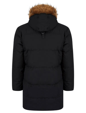 Darryl Padded Parka Coat with Faux Fur Trim Hood in Jet Black - Tokyo Laundry