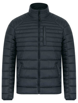 Ector Mult-Pocket Funnel Neck Quilted Puffer Jacket with Fleece Lined Collar in Charcoal - Tokyo Laundry