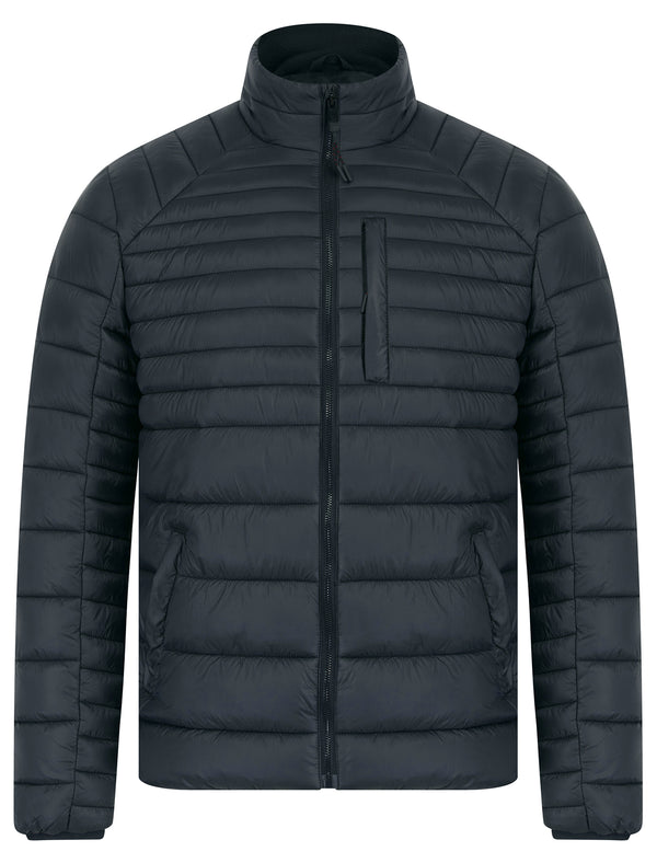 Ector Mult-Pocket Funnel Neck Quilted Puffer Jacket with Fleece Lined Collar in Charcoal - Tokyo Laundry