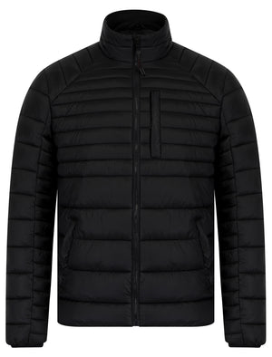 Ector Mult-Pocket Funnel Neck Quilted Puffer Jacket with Fleece Lined Collar in Jet Black - Tokyo Laundry