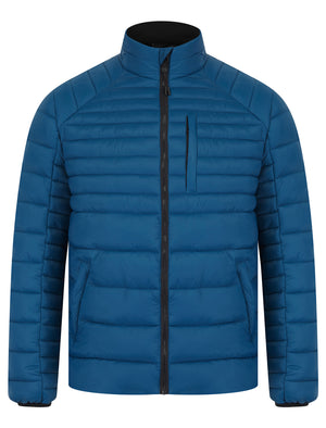 Ector Mult-Pocket Funnel Neck Quilted Puffer Jacket with Fleece Lined Collar in Petrol Blue - Tokyo Laundry