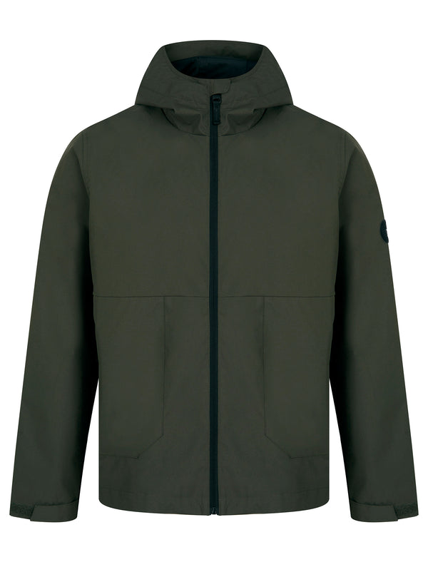 Lachlan Lightweight Windbreaker Jacket with Hood in Khaki - Tokyo Laundry