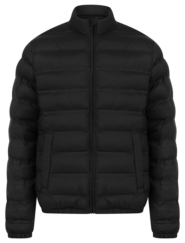 Kalidas Funnel Neck Heat Seal Quilted Puffer Jacket with Zip Pockets in Jet Black - Kensington Eastside