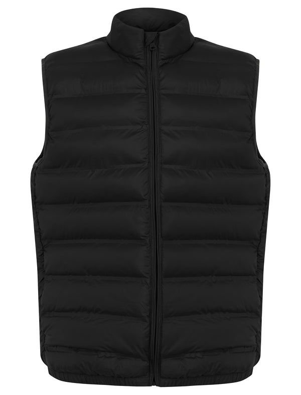 Kaloosh Funnel Neck Heat Seal Quilted Puffer Gilet with Zip Pockets in Jet Black - Kensington Eastside