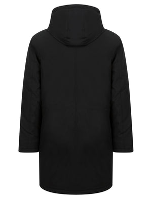 Tameron Borg Fleece Lined Parka Coat with Hood in Jet Black - Tokyo Laundry