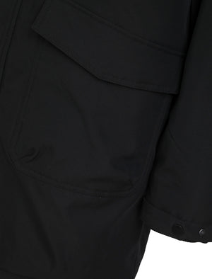 Tameron Borg Fleece Lined Parka Coat with Hood in Jet Black - Tokyo Laundry