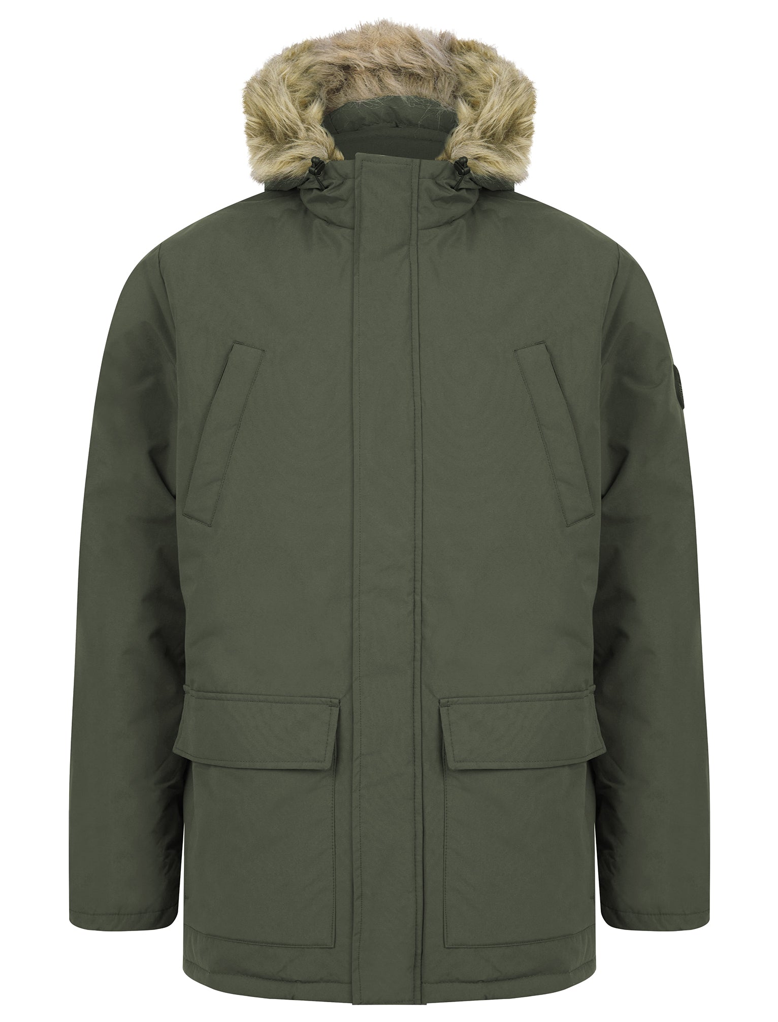 Takashi Multi-Pocket Padded Parka Coat with Faux Fur Trim Hood in