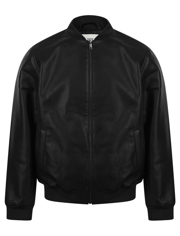 Romnay Faux Leather Zip Through Bomber Jacket in Black - Tokyo Laundry