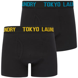 Harland (2 Pack) Boxer Shorts Set in Caribbean Sea / Mimosa Yellow - Tokyo Laundry