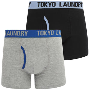Abbots (2 Pack) Boxer Shorts Set in Heron Blue / True Blue - Tokyo Laundry