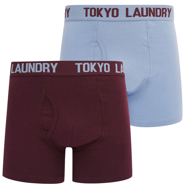 Hillside (2 Pack) Boxer Shorts Set in Heron Blue / Fig - Tokyo Laundry