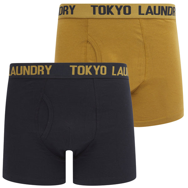 Hillside (2 Pack) Boxer Shorts Set in Cumin / Sky Captain Navy - Tokyo Laundry