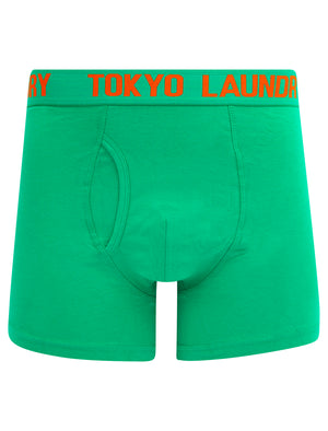 Hillside (2 Pack) Boxer Shorts Set in Deep Green / Orangeade - Tokyo Laundry