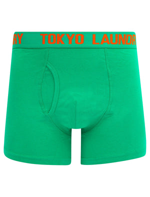 Walpole (2 Pack) Boxer Shorts Set in Deep Green / Orangeade - Tokyo Laundry