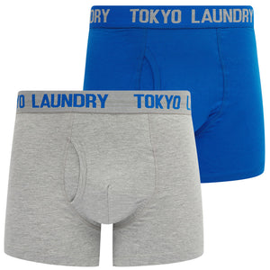 Hillside (2 Pack) Boxer Shorts Set in Jet Blue / Light Grey Marl - Tokyo Laundry