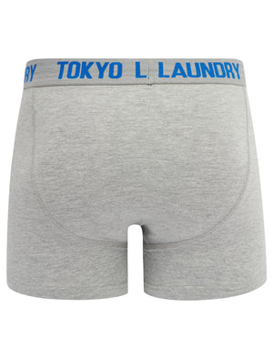 Hillside (2 Pack) Boxer Shorts Set in Jet Blue / Light Grey Marl - Tokyo Laundry