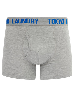 Hillside (2 Pack) Boxer Shorts Set in Jet Blue / Light Grey Marl - Tokyo Laundry