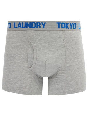 Walpole (2 Pack) Boxer Shorts Set in Jet Blue / Light Grey Marl - Tokyo Laundry