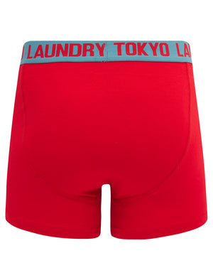 Budworth (2 Pack) Boxer Shorts Set in Chinese Red / Niagara Falls Blue - Tokyo Laundry
